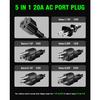 Heavy-Duty 20A 125V RV Shore Power Inlet Plug With 16" Extension Cord, 5-In-1 T-Blade Adapter, Waterproof Outlet Box & Cap For RVs Trailers Boats -