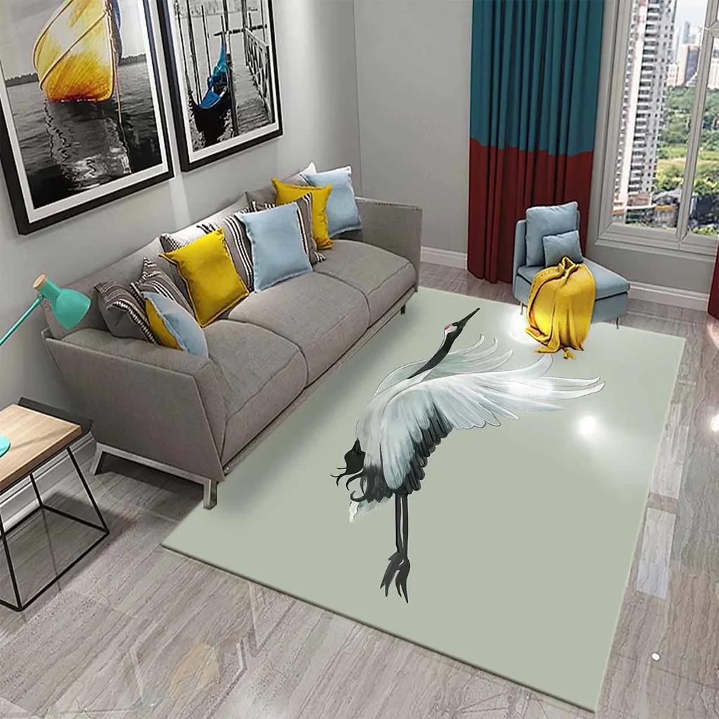 Прекрасный ковер с японским журавлем для кухни, ванной комнаты, прихожей, нескользящий коврик, декор для гостиной, столовой, спальни, напольные ковры