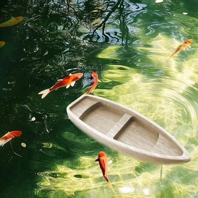 Деревянная модель каноэ Миниатюрная деревенская лодка Поделка 6,69" Маленькая деревянная скульптура каноэ для украшения стола дома или офиса, DIY проекты