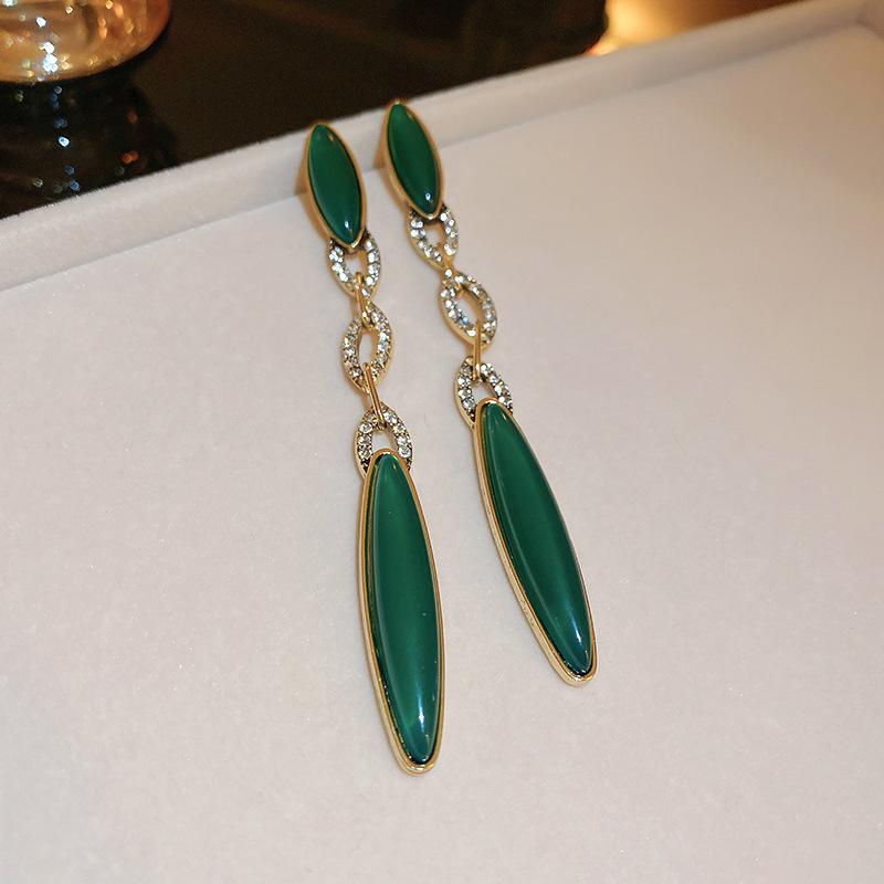 Silver needle dripping oil water drop fringed earrings antique literary and versatile earrings new Chinese retro temperament earrings women