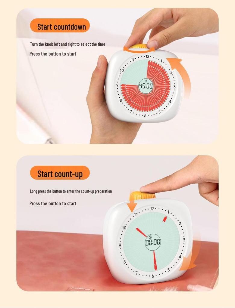 Student Desktop Timer: Children's Visual Alarm Clock for Time Management and Study Countdown