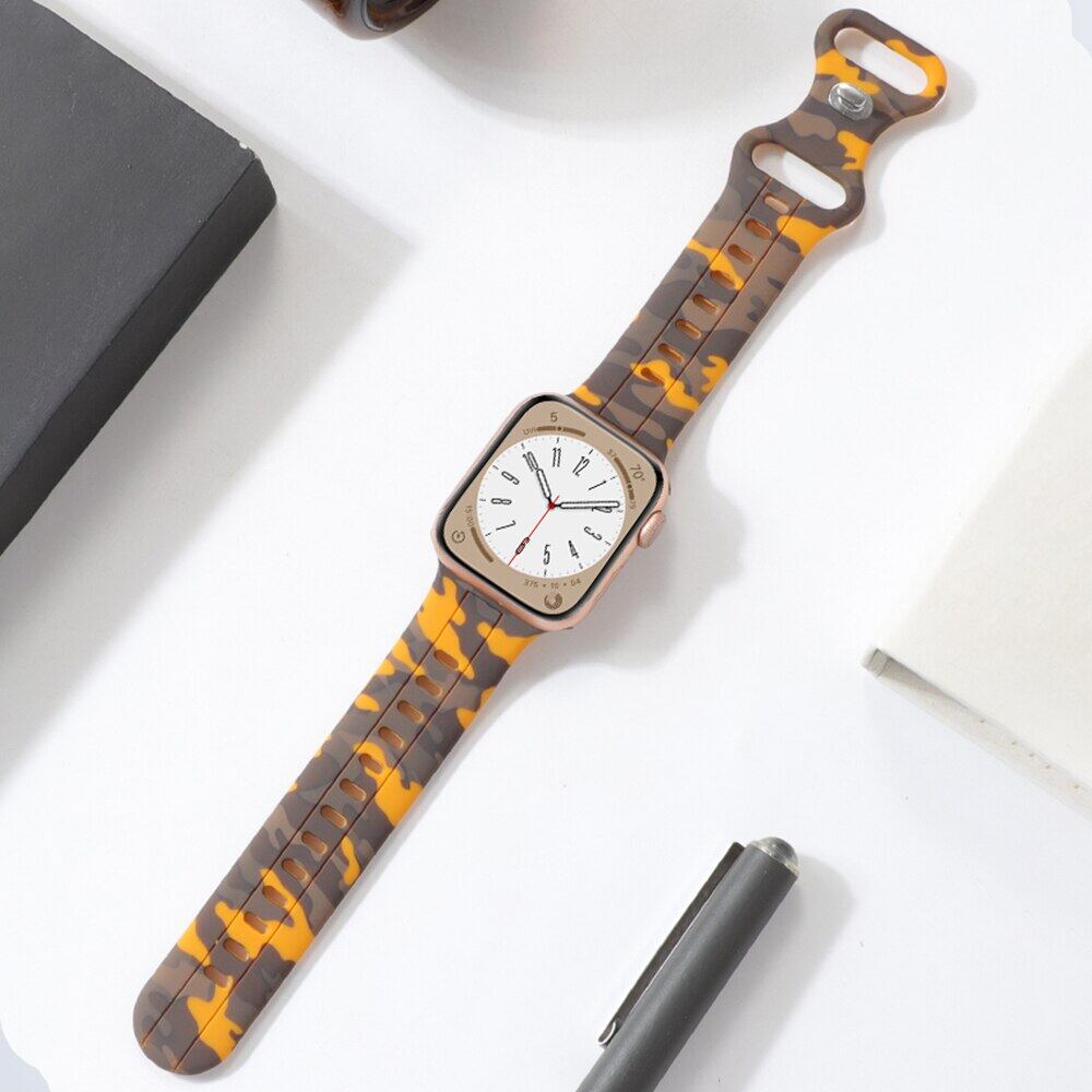 Для ремешка Apple Watch Ultra 8 SE 7 6 5 Силиконовый ремешок iWatch 49мм 40мм 45мм 41мм 42мм Камуфляжный узор Наручный ремешок Браслет