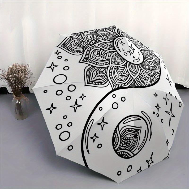 1pc Yin Yang Symbol Automatic Open/Close Umbrella, Umbrella with cartoon Design, Portable Compact Umbrella for Men & Women, Good Holiday Gif