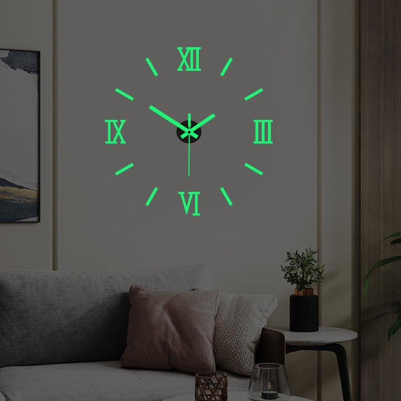 Minimalist DIY Silent Wall Clock with Luminous Decorative Sticker
