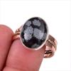 Натуральный Обсидиан Снежный Камень 925 Стерлинговое Серебро Двухцветное Кольцо р.10 w5y23