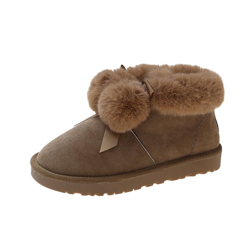 Замшевые зимние ботинки женские 2024 зимние ботинки для активного отдыха плюс бархатные женские нескользящие хлопковые ботинки теплые плоские женские ботинки