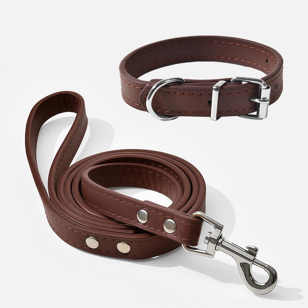Pet Collar Large Dog Chain Waterproof and Abrasion Resistant Dog Cat Collar PU Leather Small and Medium Dog Collar Collar