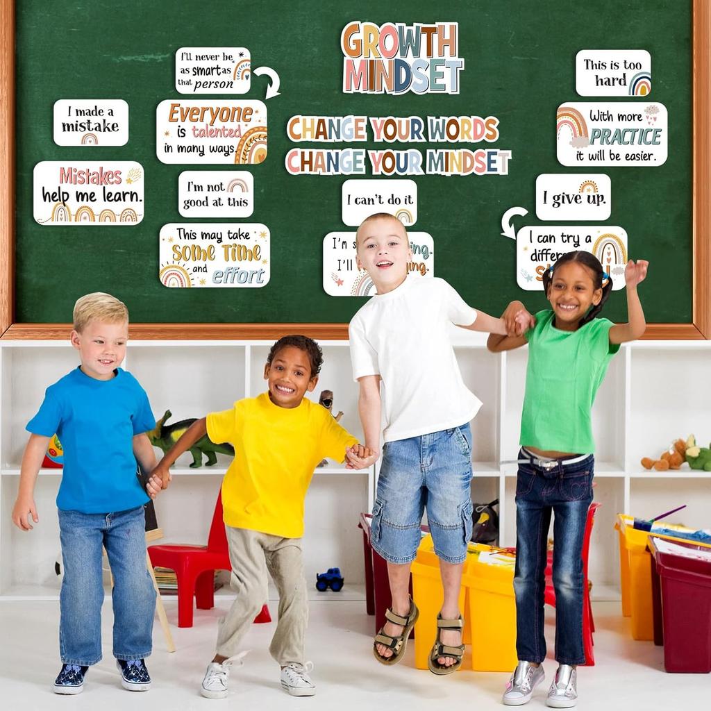 Pajean 37 шт. Набор для классной доски «Радуга» Мотивационная классная доска Позитивные настенные декорации Плакаты «Вдохновляющий образ мышления»