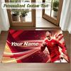 Crystal Velvet Square Rug Custom NameCristiano Ronaldo Pattern Non Slip Home Floor Decor Rug