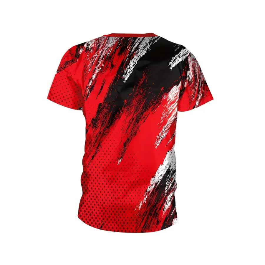 Мужские крутые футболки контрастного цвета с 3D-принтом для тай-дай, эластичный полиэстер, спортивная одежда, топы с коротким рукавом, летняя одежда