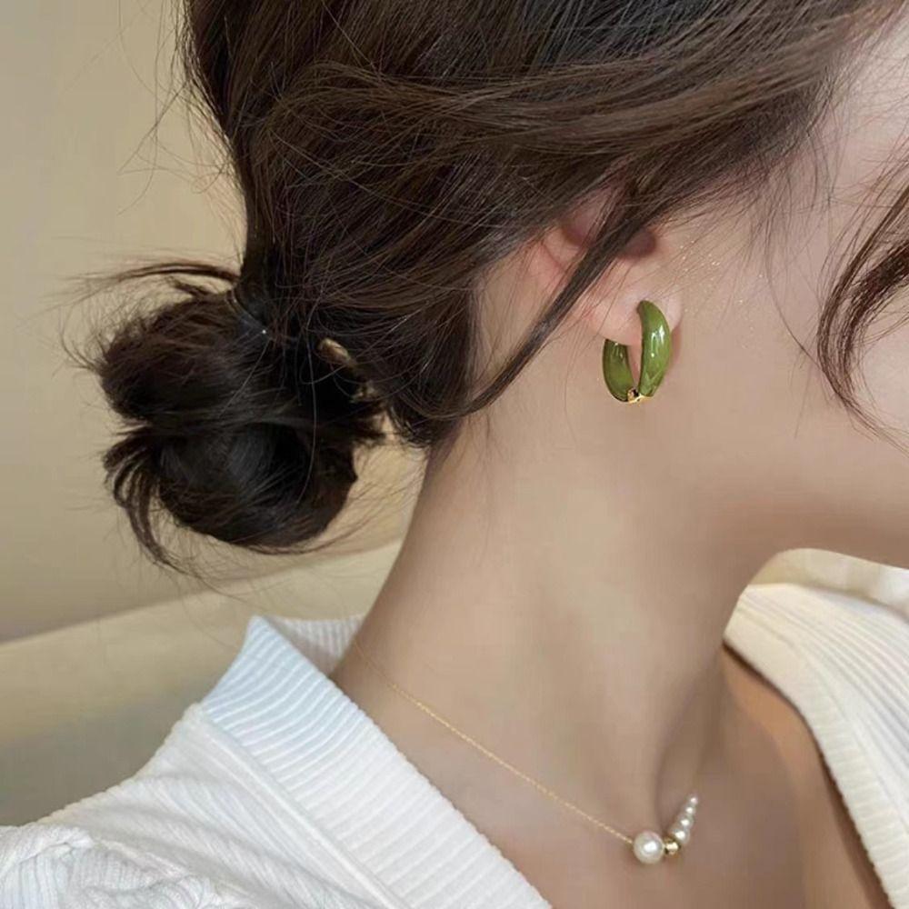 Серьги-кольца с капающим маслом, ювелирные аксессуары, серьги-кольца с эмалью в винтажном стиле, для девочек