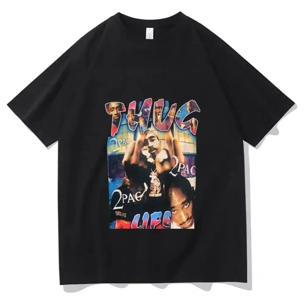 2026 Rapper Tupac Tops Hip Hop Streetwear Vintage Y2k Tops Fashion Print T Shirt Unisex Women Harajuku Casual Loose Tees Unisex Y2K