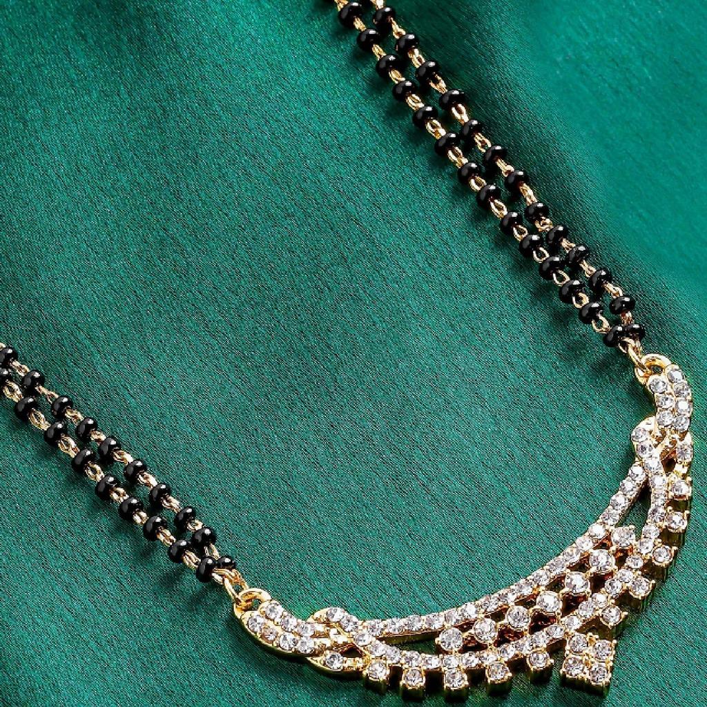 Инновационный позолоченный комплект колье Mangalsutra для женщин Estele с австрийскими кристаллами