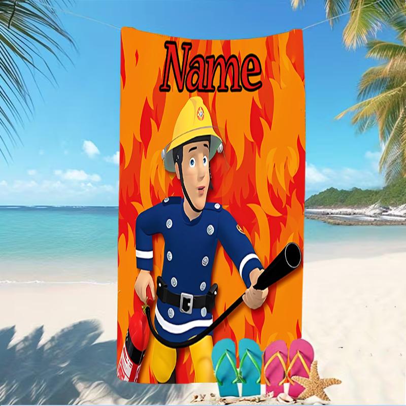 Customizable personalized beach towels Fireman Sam themed designs.Suitable for the beach, yoga, sports;ideal as beach accessories