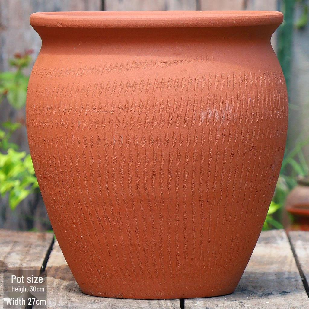 Handmade Red Clay Pot for Succulents & Flowers - Tall, Wide Mouth Ceramic Planter for Hydrangeas, Roses, and Pothos