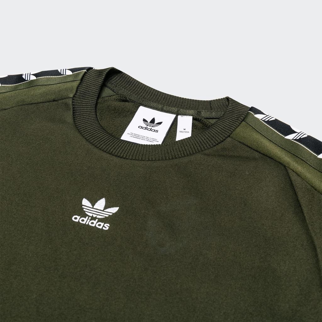 Adidas Originals Oe Tape Crew Retro Hooded Sweatshirt, Men Daily Sports Casual Green FQ3377