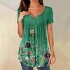 Women Tunic Tops Dressy Casual Summer Short Sleeve Shirts Loose Fit Pleated Boho Top
