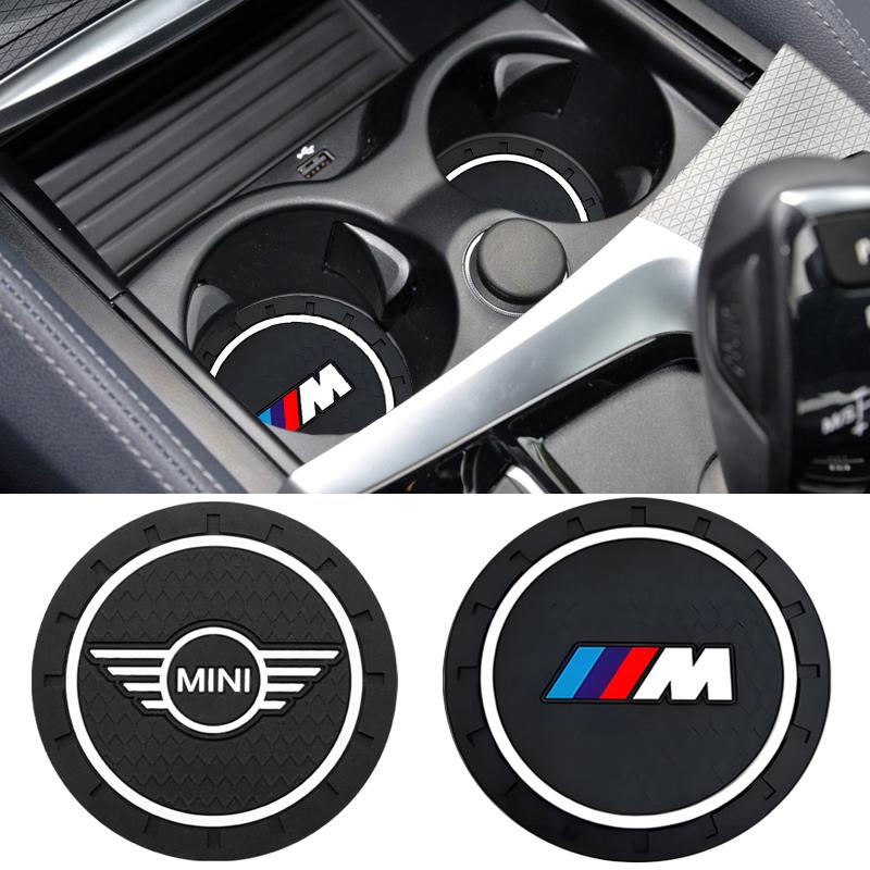 BBJK3 Car Water Coasters Non-slip Water Cup Anti Slip Mat For Mini BMW M E46 E90 E60 F10 F30 E39 E36 F20 E87 G30 Interior Accessories
