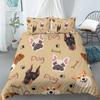 Cartoon Dog Duvet Cover Set Funny Pug Print King Size Bedding Set For Kids Boys Girls Animal Theme 2/3pcs Twin Comforter Cover