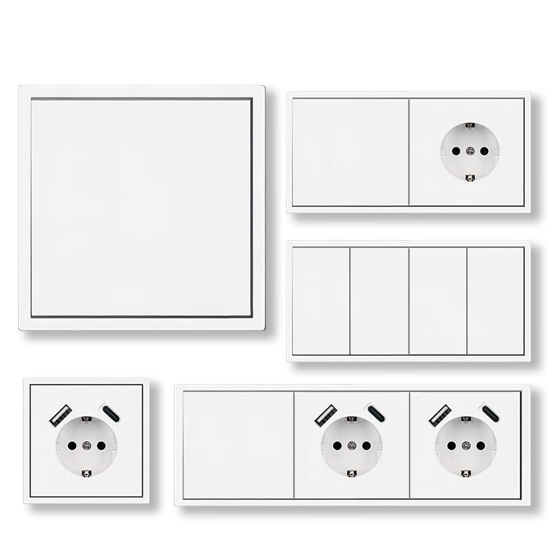 Европейская розетка Schuko с портами USB и USB-C, 16A, заземленная, встраиваемая в стену – Стандарт Германии Steckdose Польши