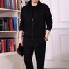 2 шт./компл. мужской спортивный костюм с лацканами, длинным рукавом, застежкой-молнией, пальто с эластичной талией