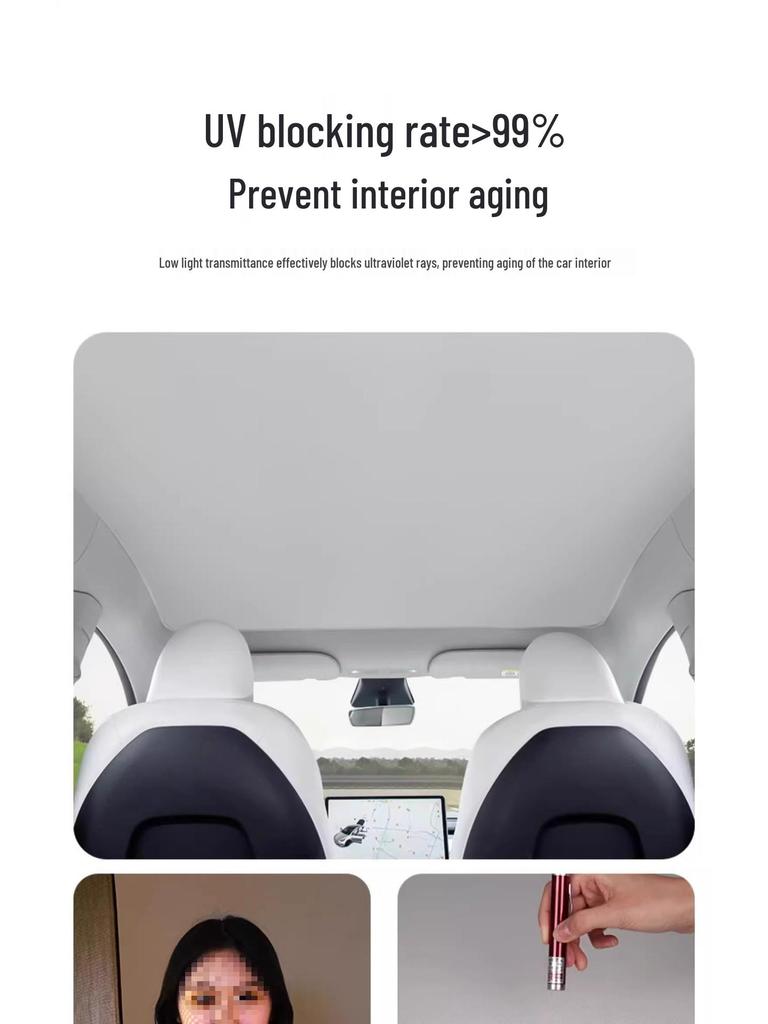 Tesla Model 3/Y Sunroof Sunshade: Heat-Blocking Static Screen for Sun Protection