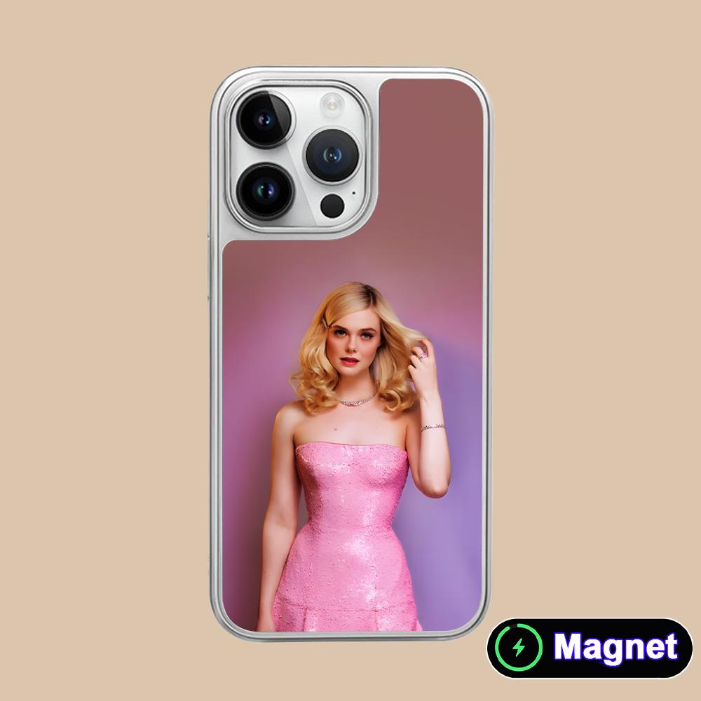Elle Fanning Silver Plating Magsafe Mobile Phone Case for iPhone 17 16 15 14 13 12 11 Air Pro Max Plus Colorful Cover