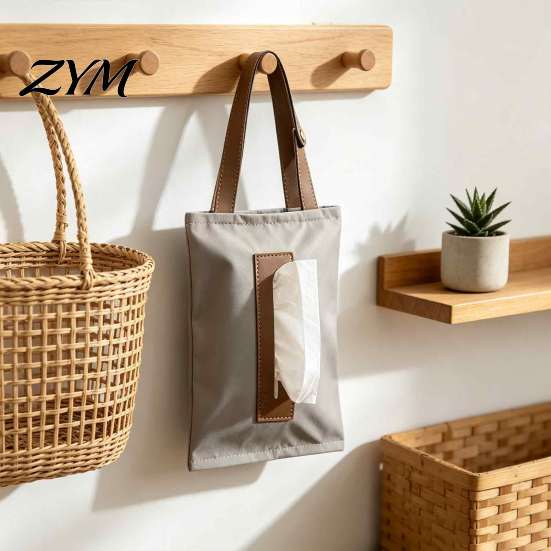 Canvas Tissue Holder Hanging Box, Durable Wall Mounted Paper Towel Home Office Case Dispenser, Easy Refill Storage Organizer, for And Convenient