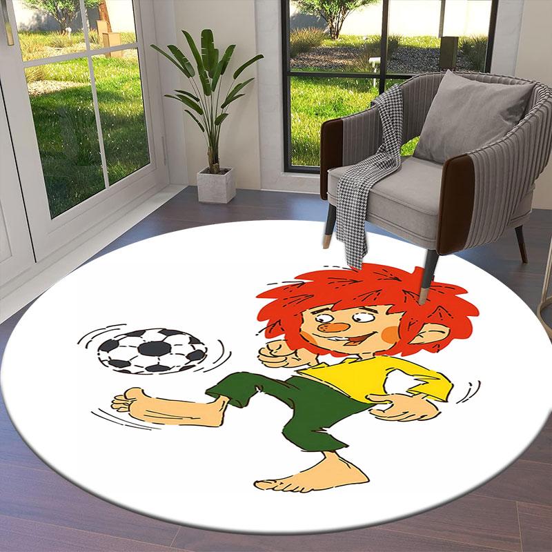 Meister Eder und sein Pumuckl Round Area Rug,Carpet Rug for Living Room Bedroom Sofa Playroom Decor,Non-slip Floor Mat