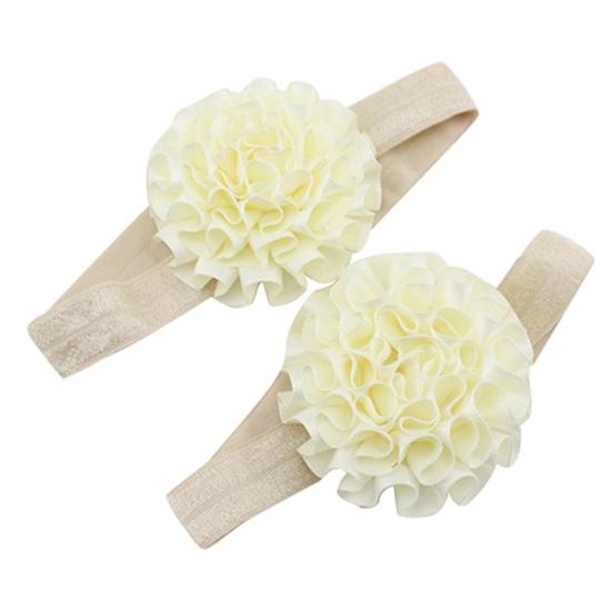 2Pcs Baby Infant Toddler Girl Ribbon Flowers Barefoot Sandals Sock Toe Shoes