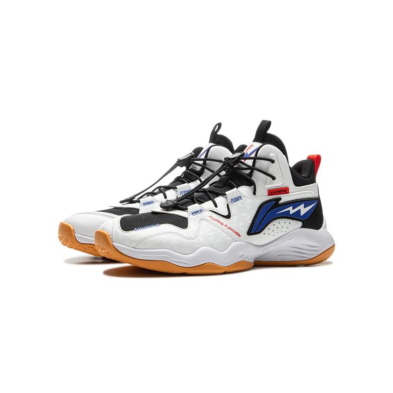 Li Ning Kids Comfortable Non-Slip Shock Absorbing Durable Breathable Basketball Shoes Kids Sneakers White YKBT090-11