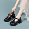 Thick-soled Mary Jane Shoes Women's Round Head Small Leather Shoes T-button College Style Small Single Shoes Small Thick Heel Women's Shoes