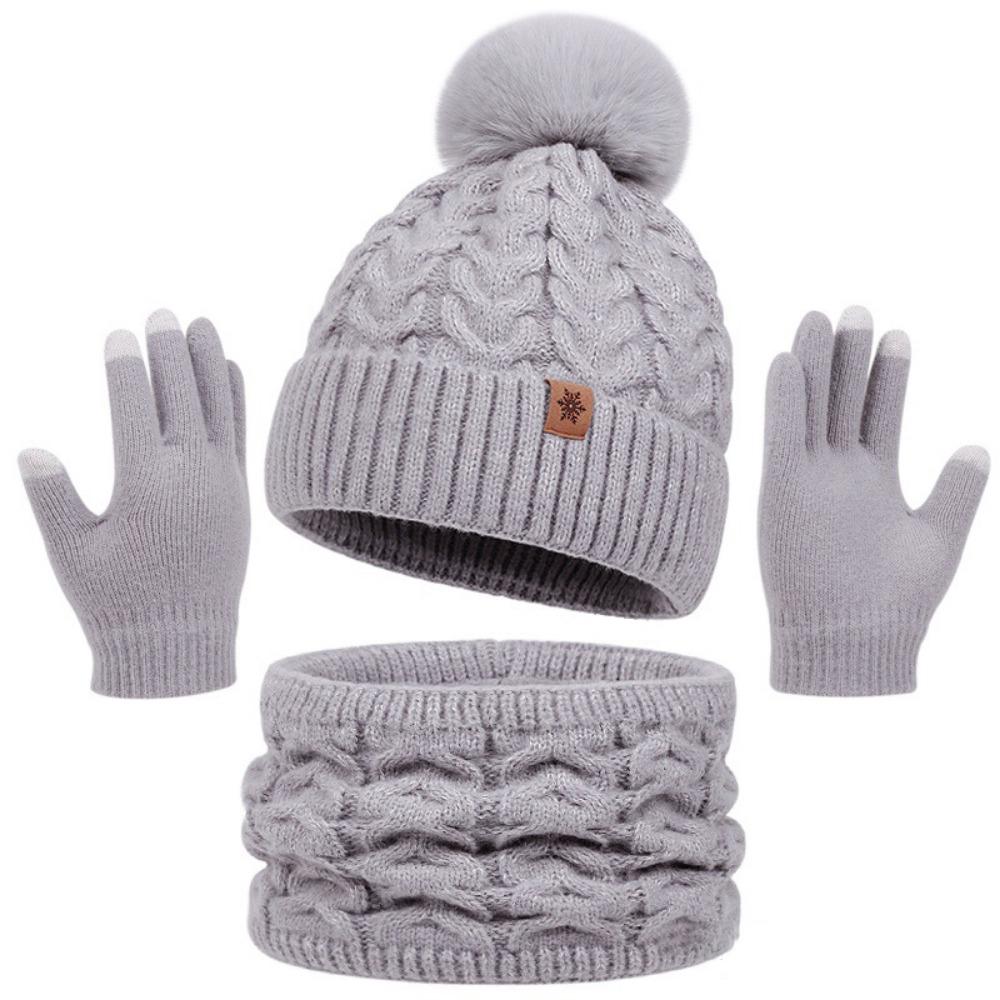 Thickened Women Hat Scarf Gloves Set Solid Color Women's Winter Accessories Set Winter Season