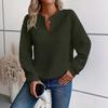 2025 Autumn New European American Women's Solid Color Deep V-neck Spliced Long-sleeved Casual Sweatshirt