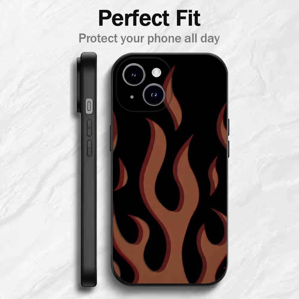 Creative Fashion Flame Phone Case For 17 16 15 14 13 12 11 Mini XS XR X 6S 6 Pro Max Plus Black Soft Cover
