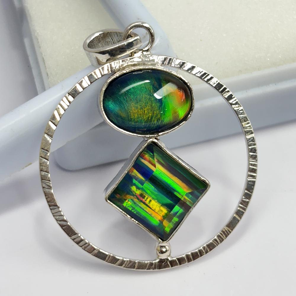 36Ct CERTIFIED Natural Opal 925 Sterling Silver Gemstone Beautiful Fancy Pendant