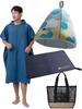 Sauna Preparation Set Sauna Sauna Sauna Poncho and Mesh Bag Nordic [co-que] (4 Pieces) Hat, Mat, Lite, (Poncho Blue, Hat Pattern, Mat Gray)