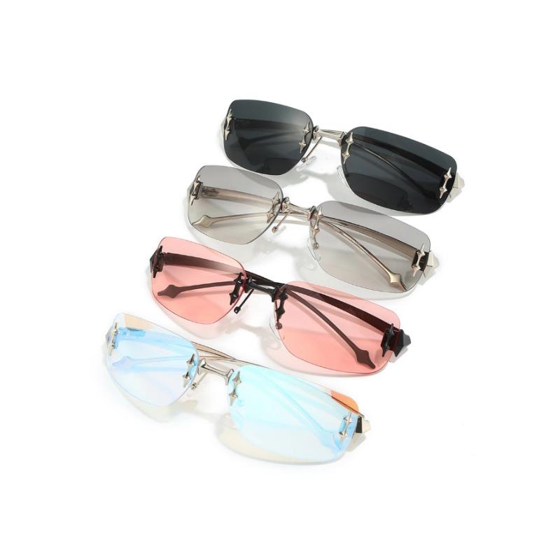 Ретро-очки без оправы в стиле Y2K, Панк, Женские, Золотые, Легкие, Удобные, UV400, Модные Аксессуары