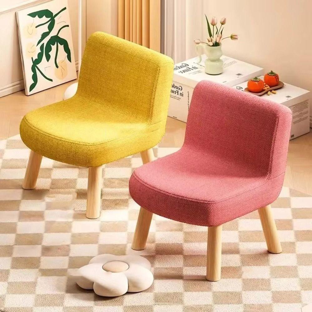 Luxury Solid Wood Small Stool Removable Washable Fabric Bench Low Stool Cute Fabric Small Compact Backrest Chair Doorway
