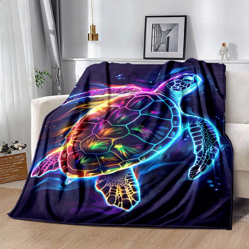1 шт. Легкое фланелевое одеяло с принтом черепах, Удобное и теплое одеяло, для кемпинга, дивана-кровати, дивана, офиса, подходит для подарка Blank