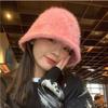 Solid Faux Fur Bucket Cap Women's Basin Hat Winter Hat Korean Casual Japanese Hats