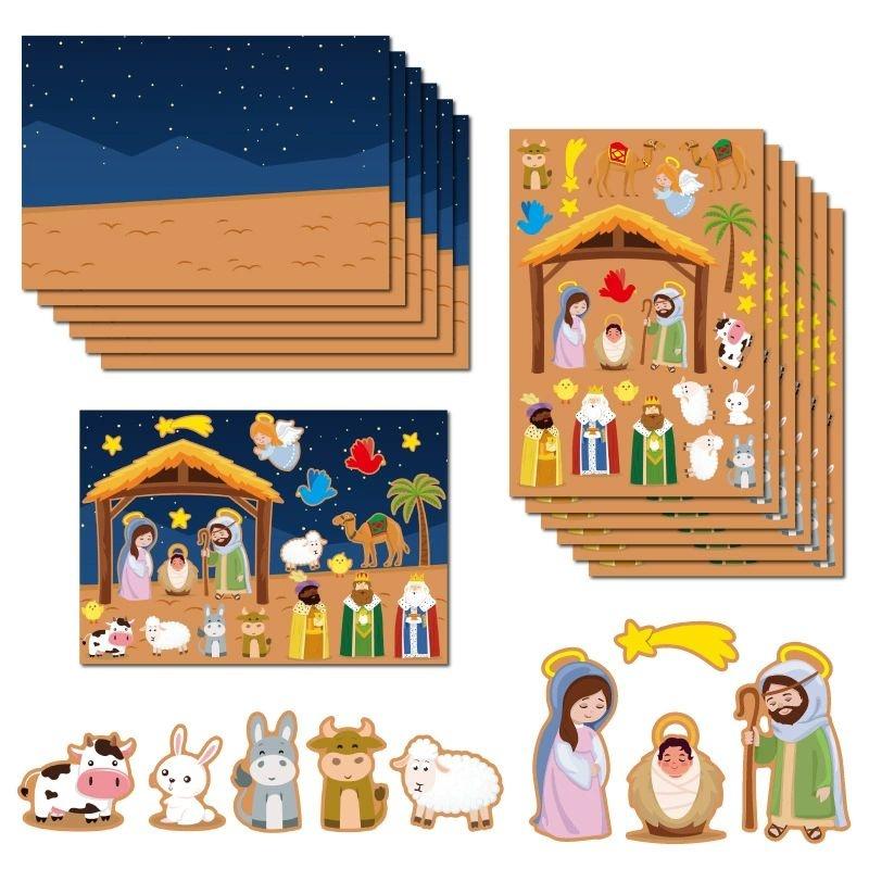 12Sheets Eid Mubarak DIY Stickers Kids Puzzle Game Toys Islam Muslim Party Supplies 2026 Ramadan Home Decoration Wall Sticker