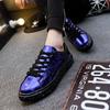 Низкие синие зеркальные блестящие кроссовки мужские роскошные дизайнерские туфли уличная одежда повседневная обувь в стиле хип-хоп мужские плоские кроссовки chaussure homme