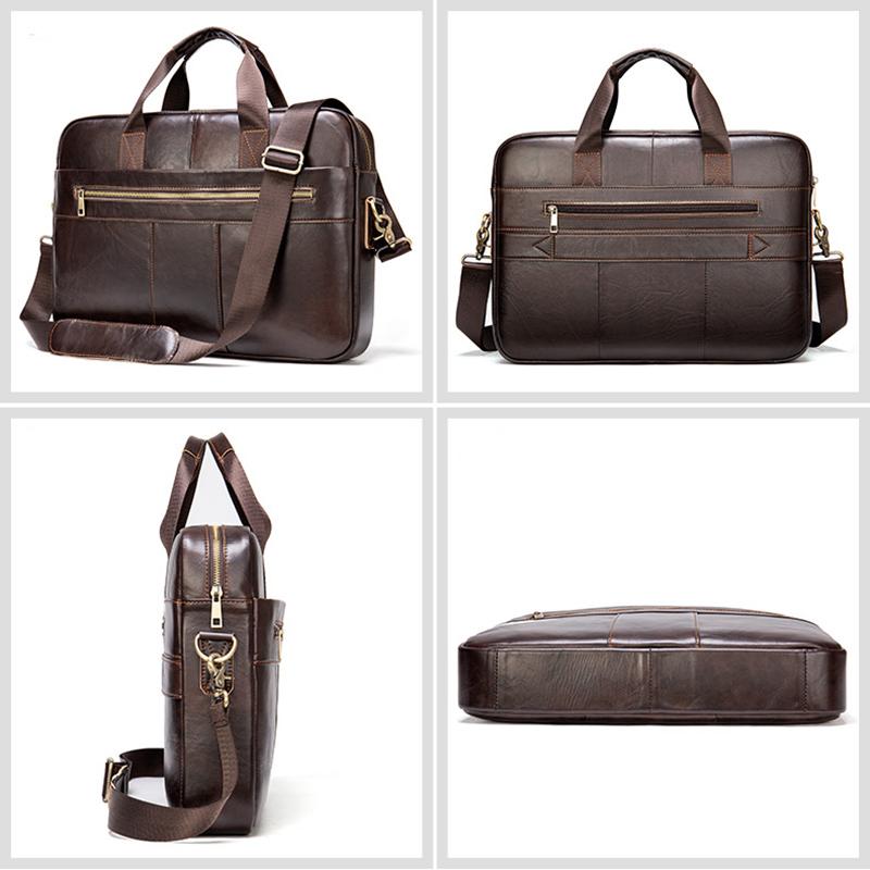 Мужской портфель из натуральной кожи, деловой портфель для ноутбука, литературный ретро-портфель для мужчин, вместительная водонепроницаемая и прочная легкая сумка через плечо