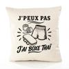 Housse de Coussin J’peux pas j’ai Boxe thaï J'peux pas minimaliste | Coton Canvas Fairtrade 305 g/m² Zip Invisible Taille 40×40 cm