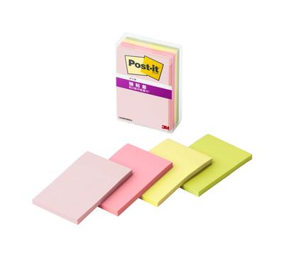 Сильный клей, разноцветный, 75 x 45, 4 в 1 блоке, прозрачный чехол, Post-it Notes, заметки, 4N, 50 мм, листы, цвета, каждый, 656SS-MC-4N