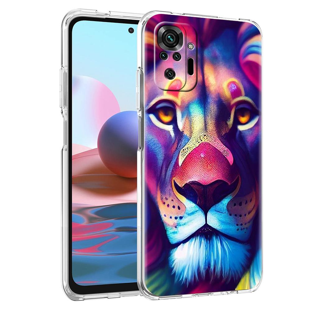 Красочный прозрачный чехол со львом для Redmi 13C 12C 10C Note 13 12 11 11T K40 Gaming Plus Pro 4G 5G, мягкий чехол-бампер, чехол-сумка