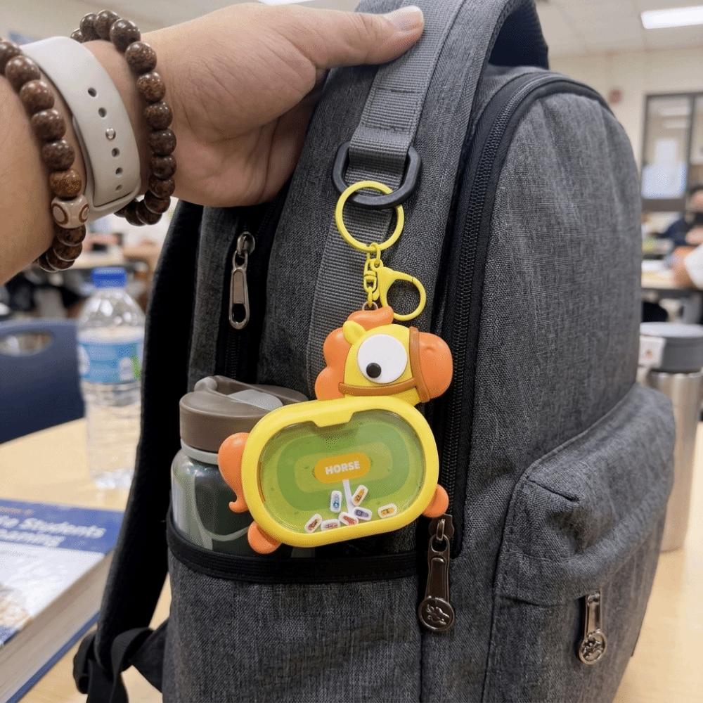Plastic Magnetic Horse-Racing Keychain Cartoon Backpack Charm Novelty Keychain Keyring Charm