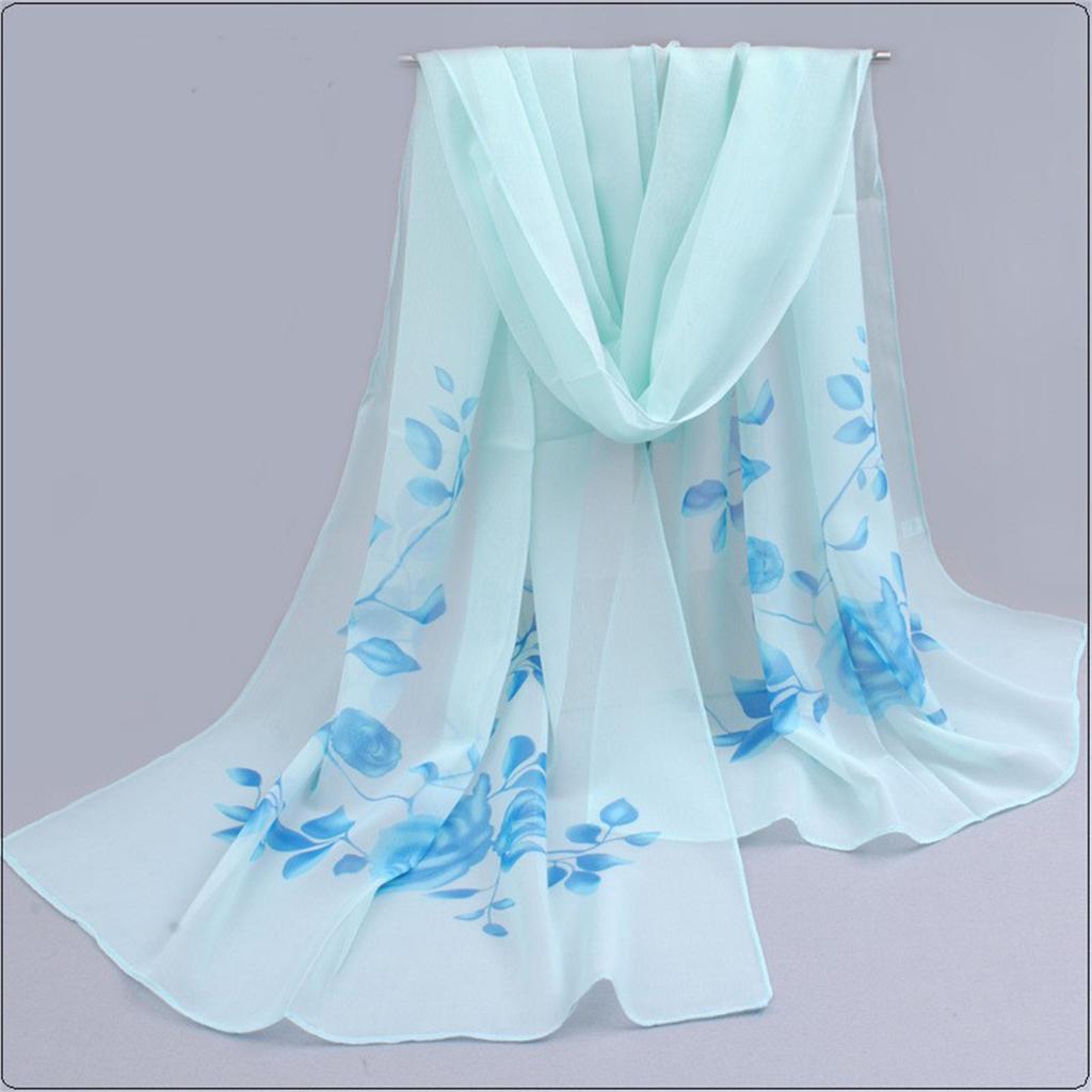 1pcs Chiffon Scarf Simple Elegant Floral Print Thin Head Scarf Large Shawl, Summer Beach Towel Sunscreen Shawl Windproof Neck Sc