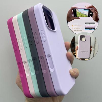 Чехол из настоящего жидкого силикона для iPhone 16 Pro Max 16 16Pro, мягкий противоударный чехол с чувствительной кнопкой управления камерой